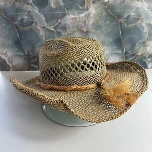 Somher Hat Unisex Size M Cowboy Straw Western Boho Cross Cowgirl